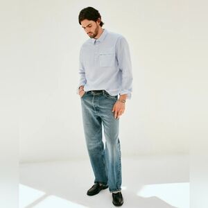 NWT ALEX MILL Men's Relaxed Straight 5 Pocket Antique Indigo Wash Jeans Size 35